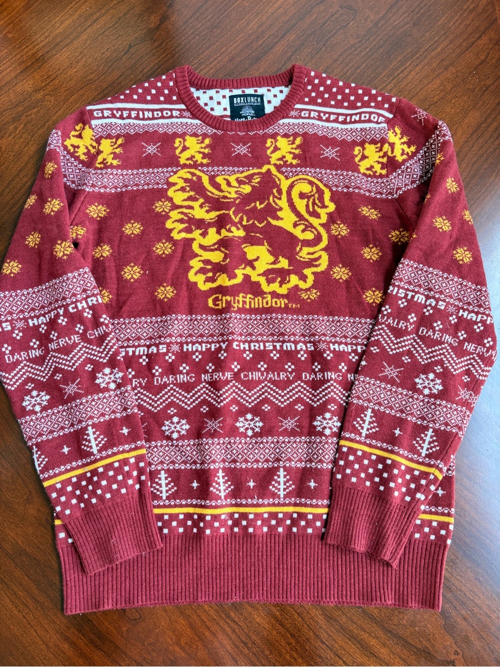 Harry Potter Gryffindor Red & Gold Knit Christmas Sweater Medium
